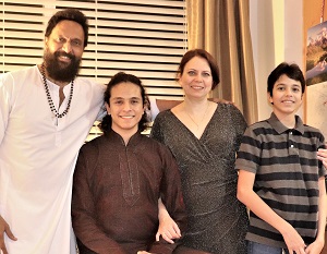 Babu Antony with his wife & sons