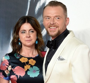 Simon Pegg with his wife
