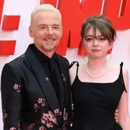 Simon Pegg with his daughter