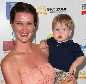 Sarah Lancaster with her son