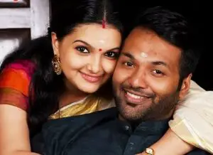 Saranya Mohan with her husband