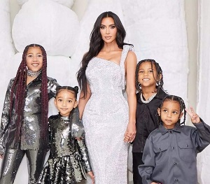 Kim Kardashian with her kids